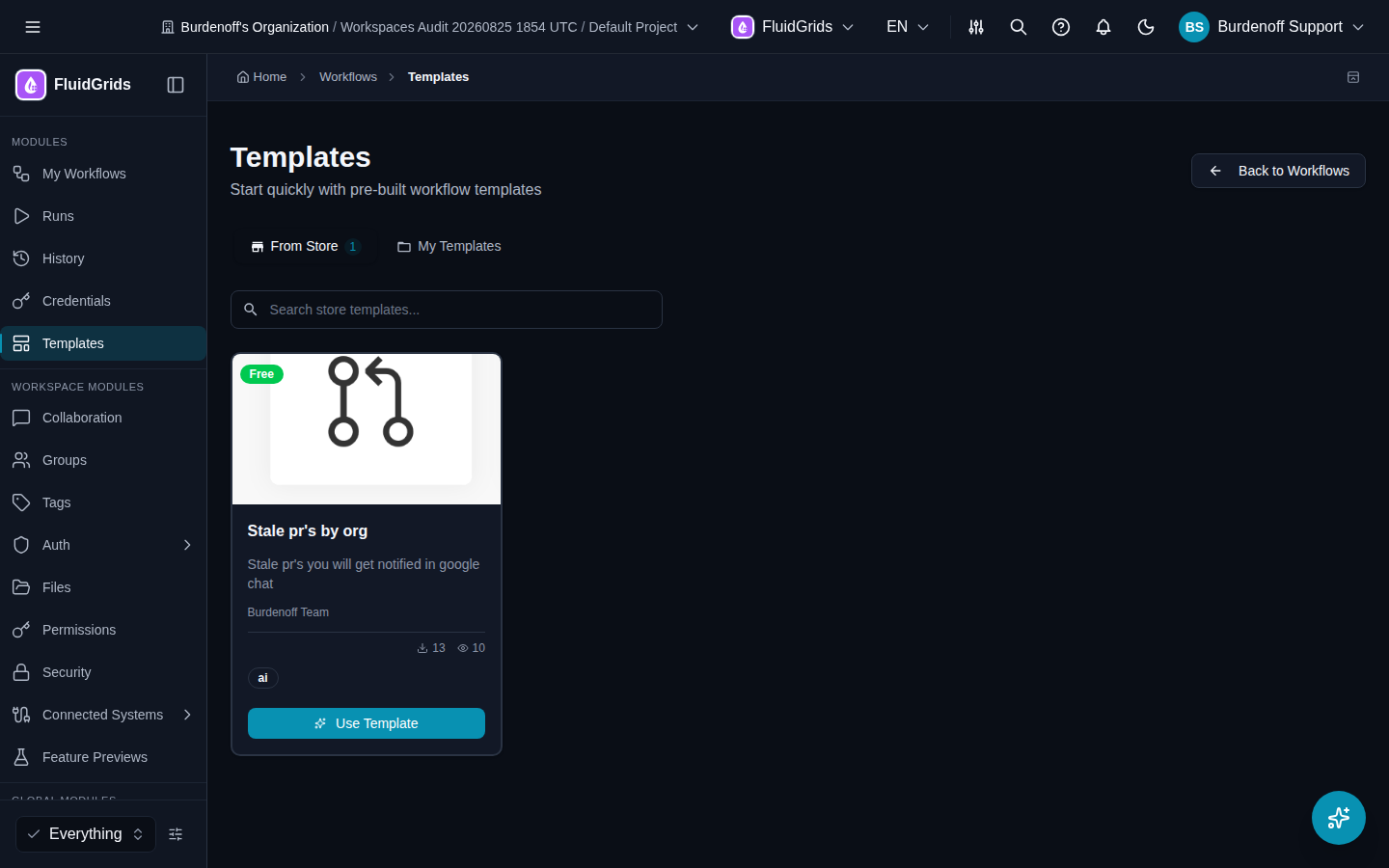 Templates, From Store tab